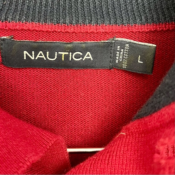 Nautica 1/4 Button Down Pullover Sweater – Red – Men’s Size L #13 - Picture 4 of 4